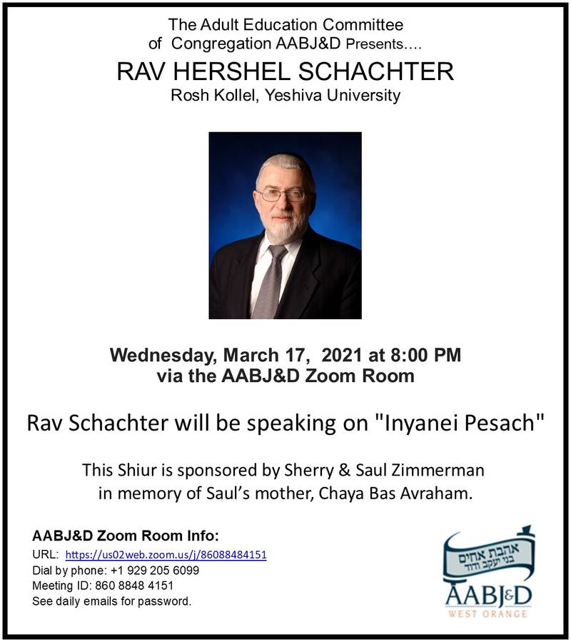 Banner Image for Rav Schachter Shiur 